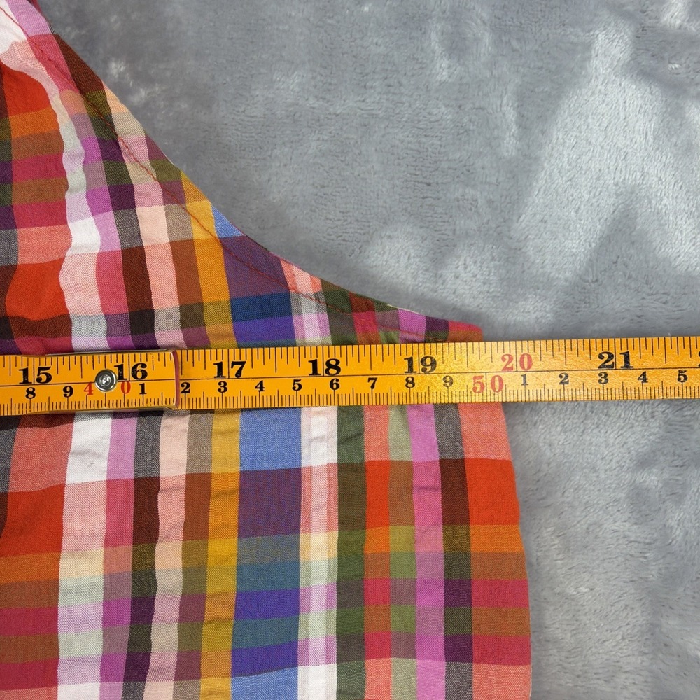 Ann Taylor Factory Plaid Halter Dress Women's M Multicolor Ruffle Hem Cotton - Picture 8 of 8